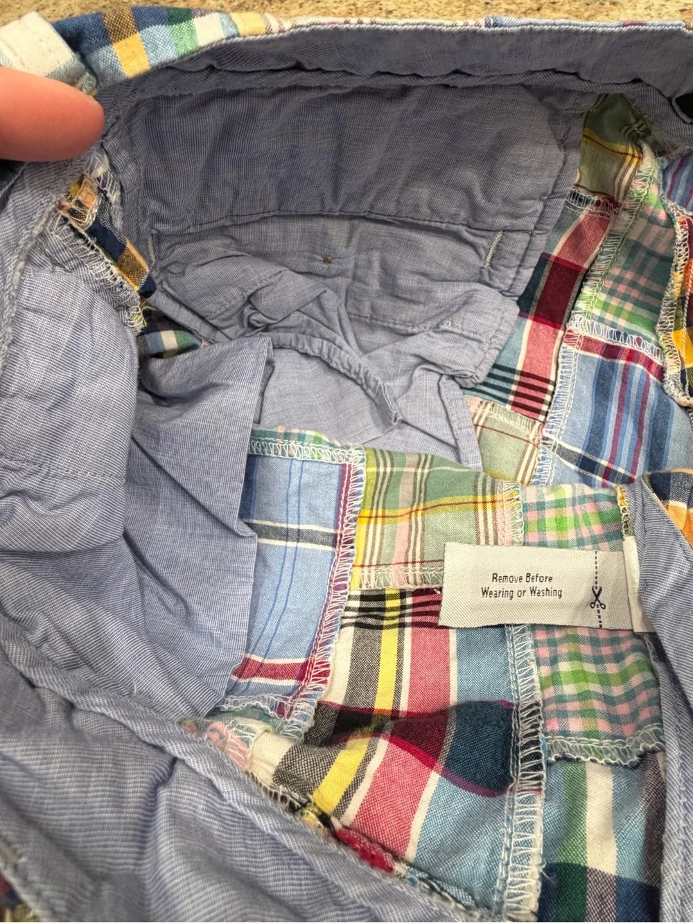 Vintage j.Crew Madras Multi-Color Plaid Patchwork Men’s Shorts Size 36
